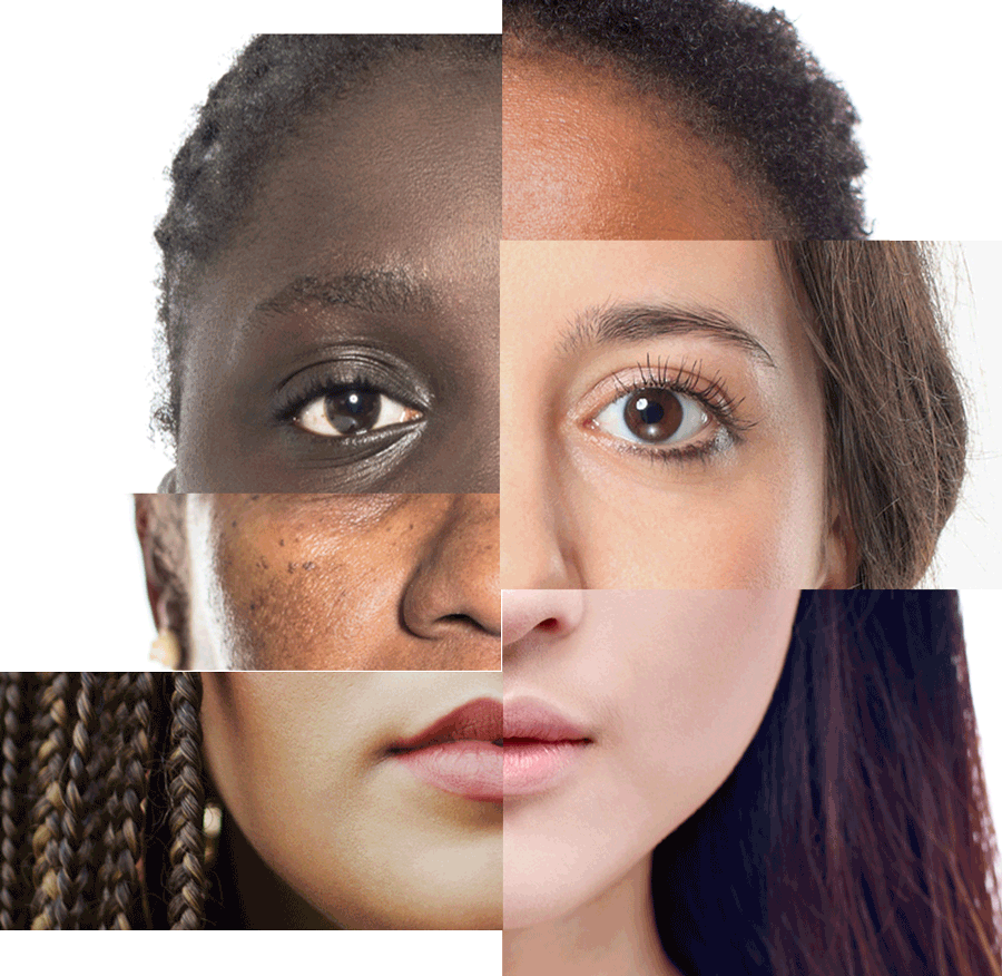 Composite image of woman's face
